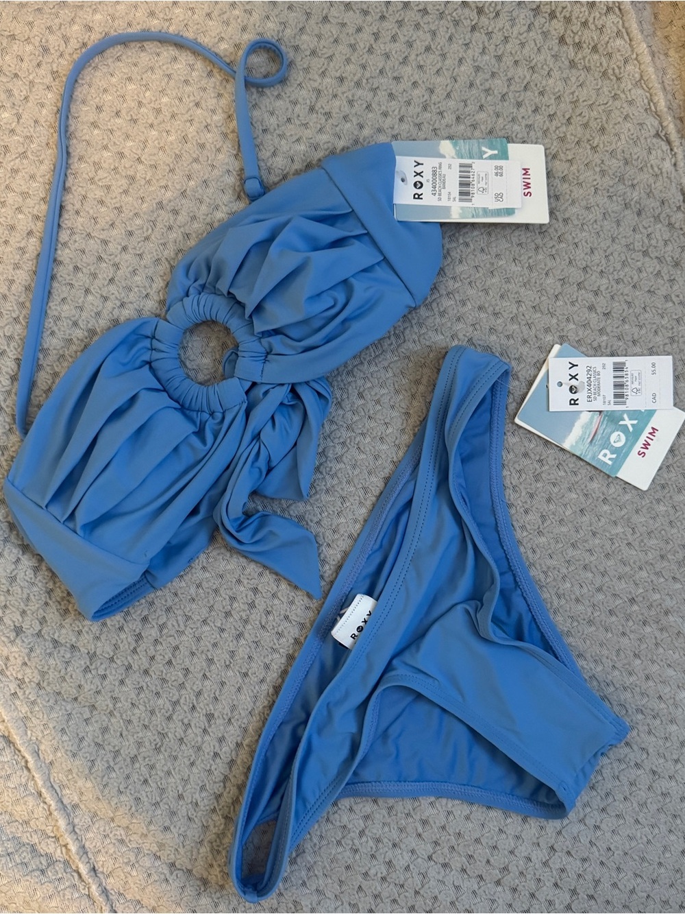 BNWT Roxy Blue Ring-Front Bikini Set